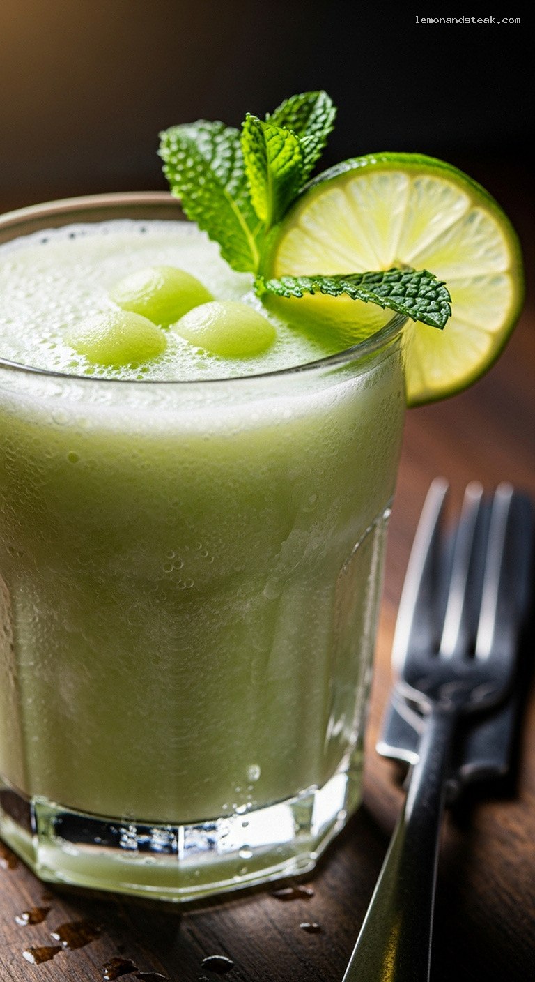 Refreshing Honeydew Lime Smoothie Cooler – Closeup