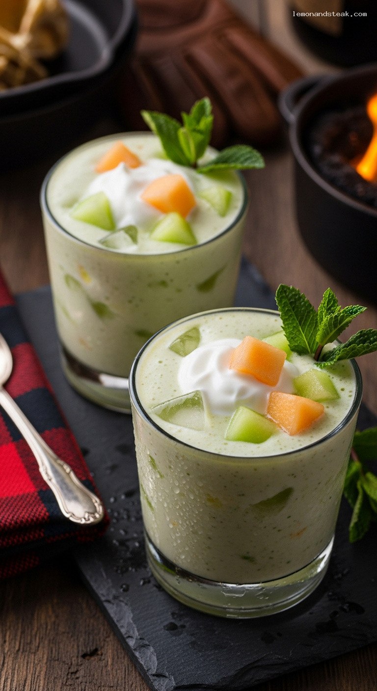 Refreshing Mint and Melon Yogurt Smoothie