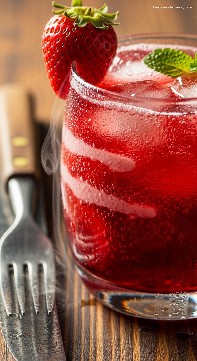 Refreshing Strawberry Hibiscus Sparkling Spritzer – Closeup