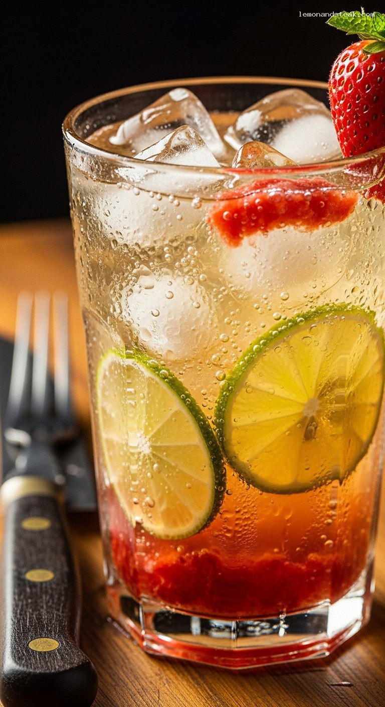 Refreshing Strawberry Lime Iced Green Tea – Closeup