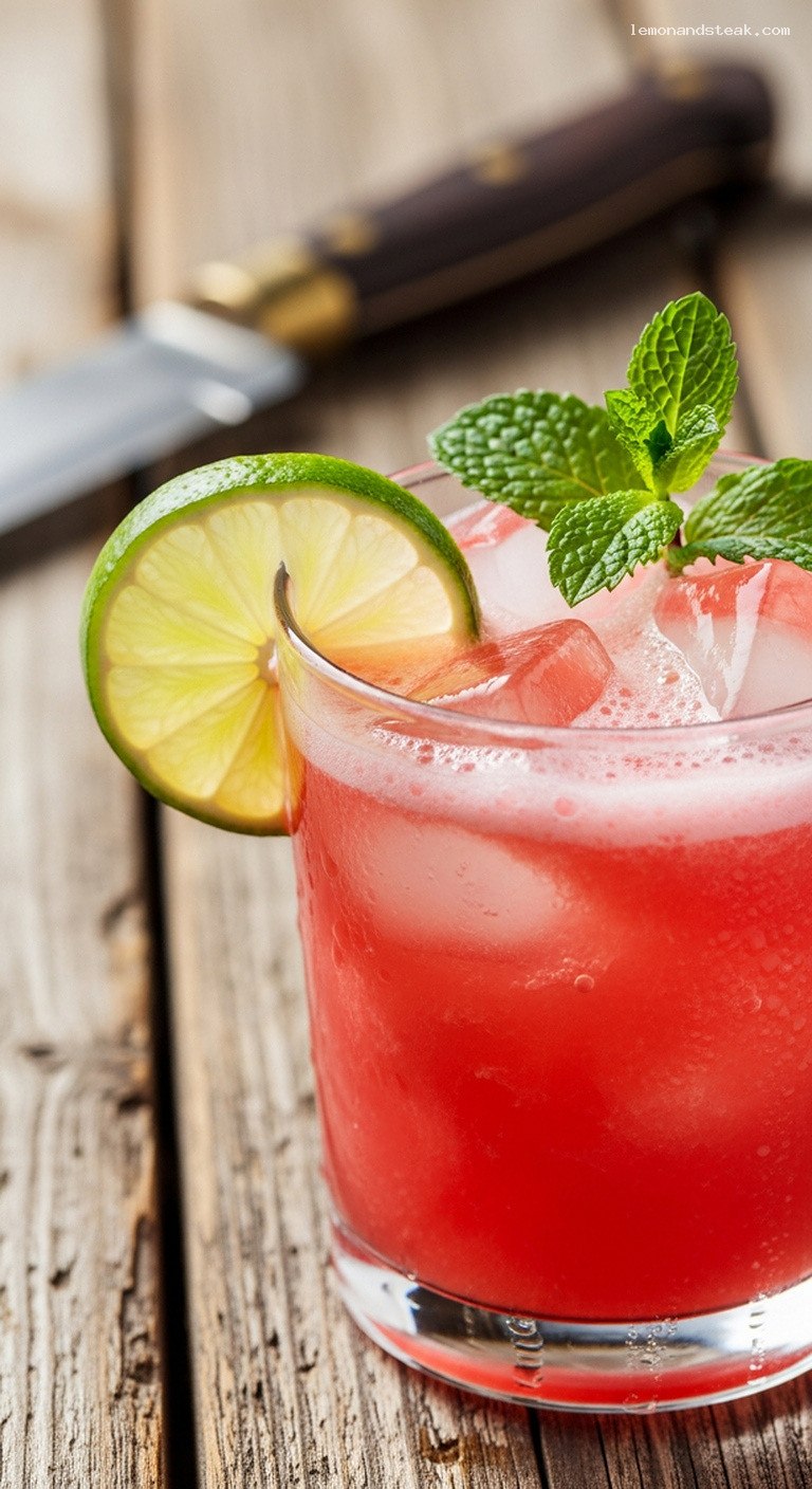 Refreshing Watermelon Coconut Lime Summer Cooler – Closeup