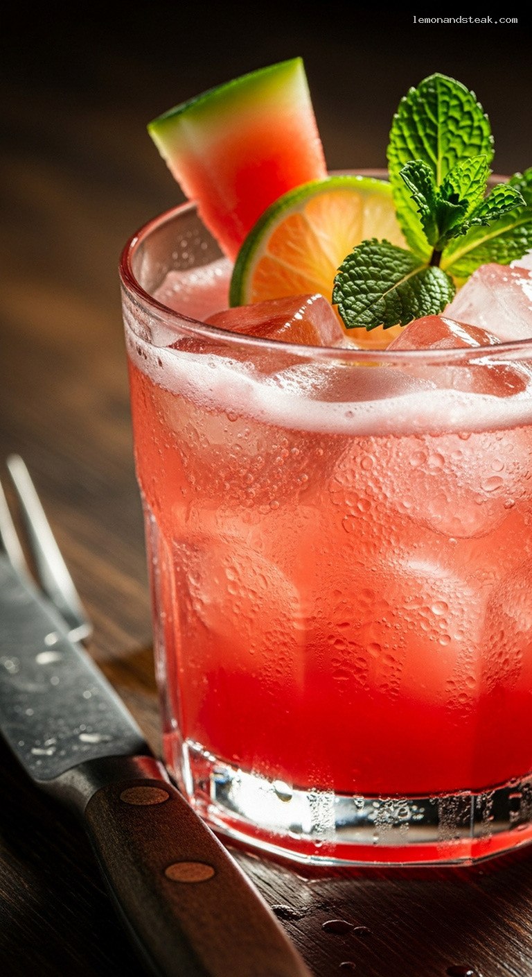 Refreshing Watermelon Rose Cooler With Rosewater – Closeup
