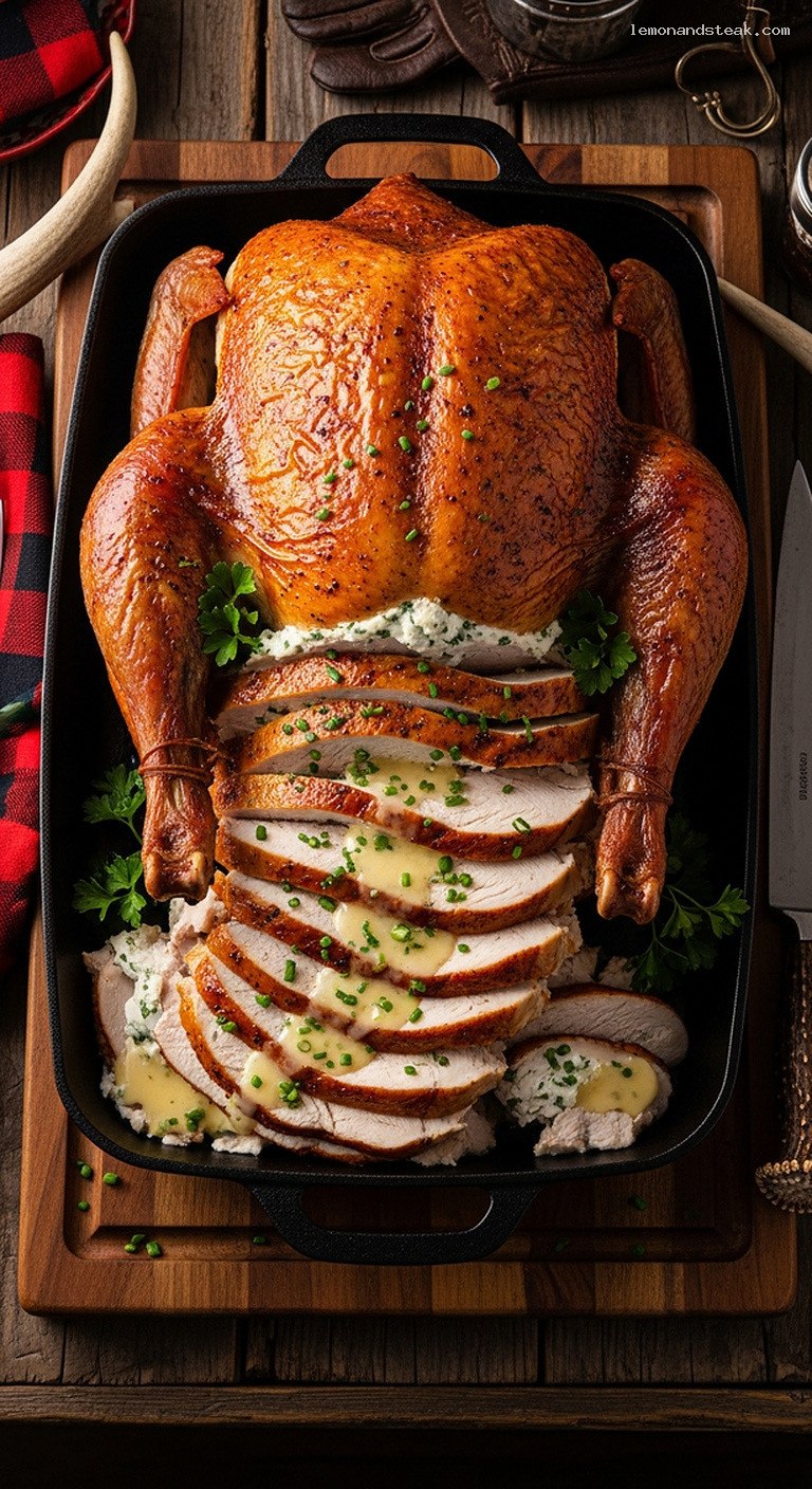 Roast Turkey with Herb Cream Cheese and Chives