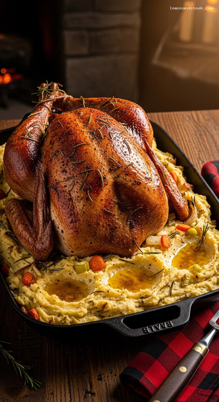 Roast Turkey with Rosemary-Garlic Dripping Mashed Potatoes