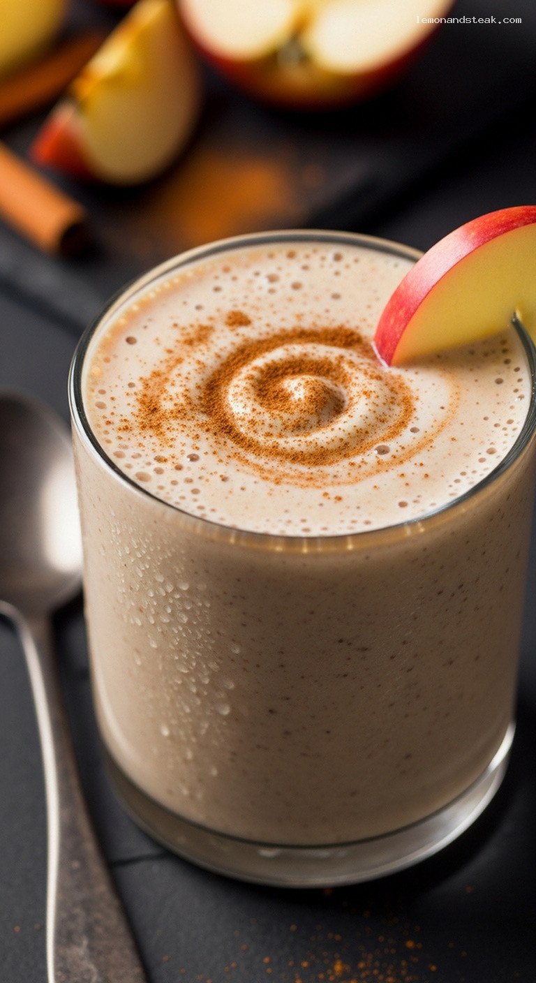 Roasted Apple Cinnamon Yogurt Smoothie – Closeup