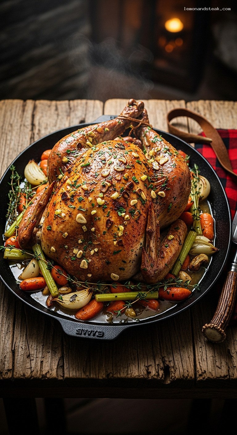 Roasted Turkey with Celery-Onion-Garlic Compound Butter