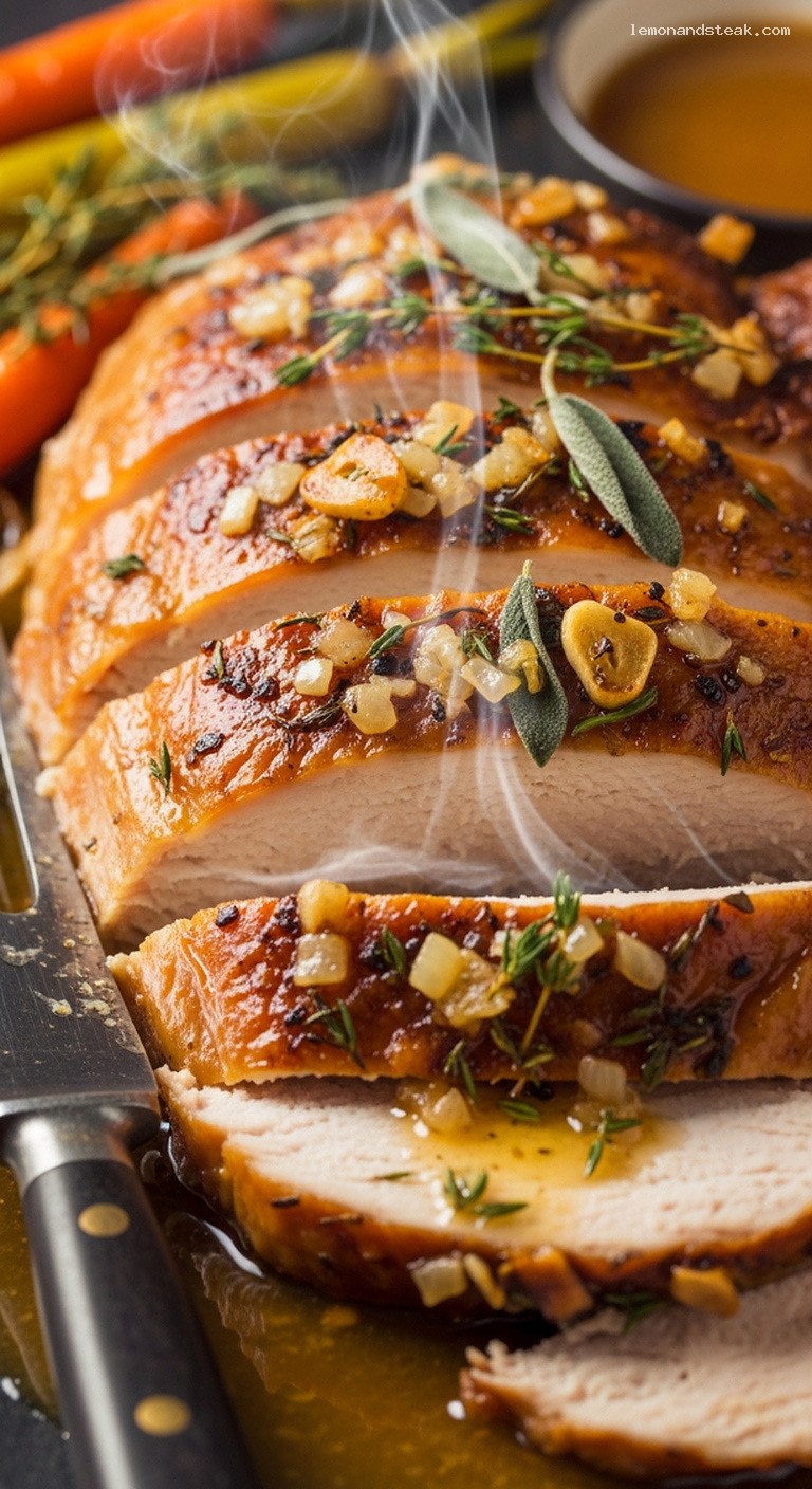 Roasted Turkey with Chicken Stock and Onion-Garlic Butter – Closeup