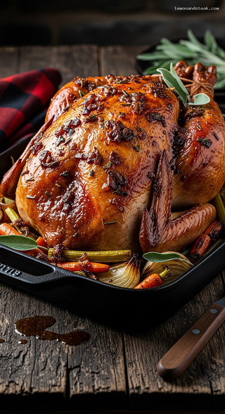 Roasted Turkey with Sage Butter and Caramelized Onion Jam