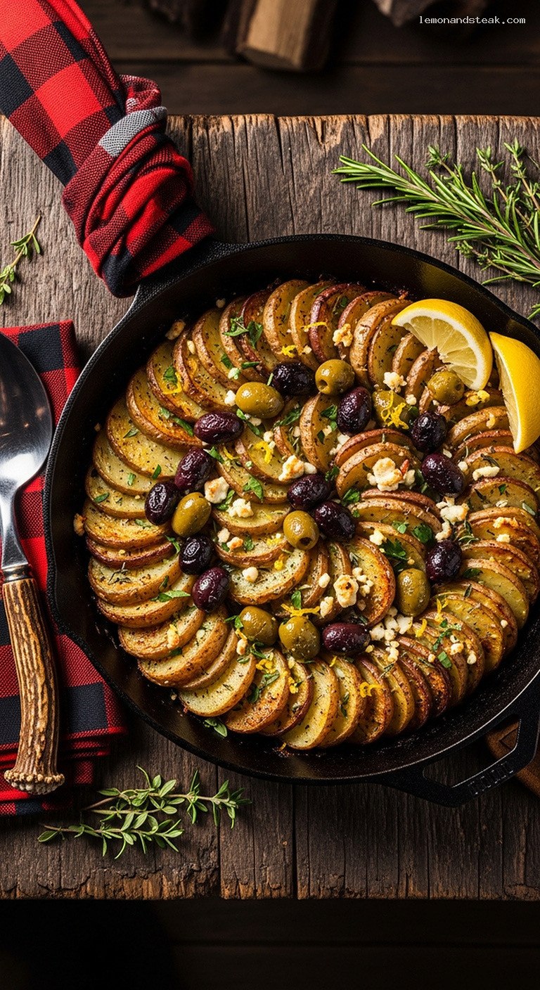 Rustic Mediterranean Potato and Olive Skillet Bake