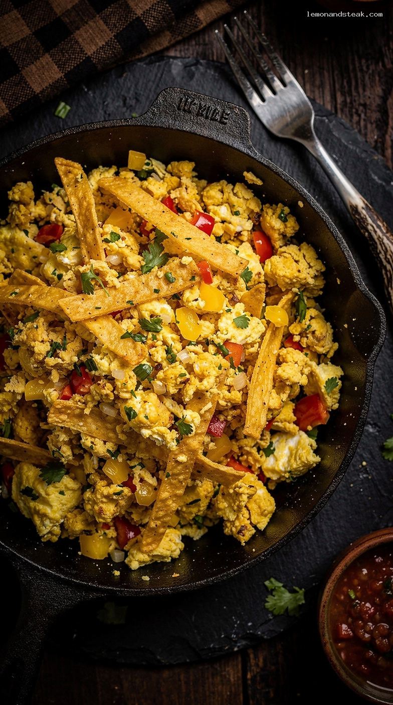 Rustic Migas With Scrambled Eggs and Crispy Tortilla Strips