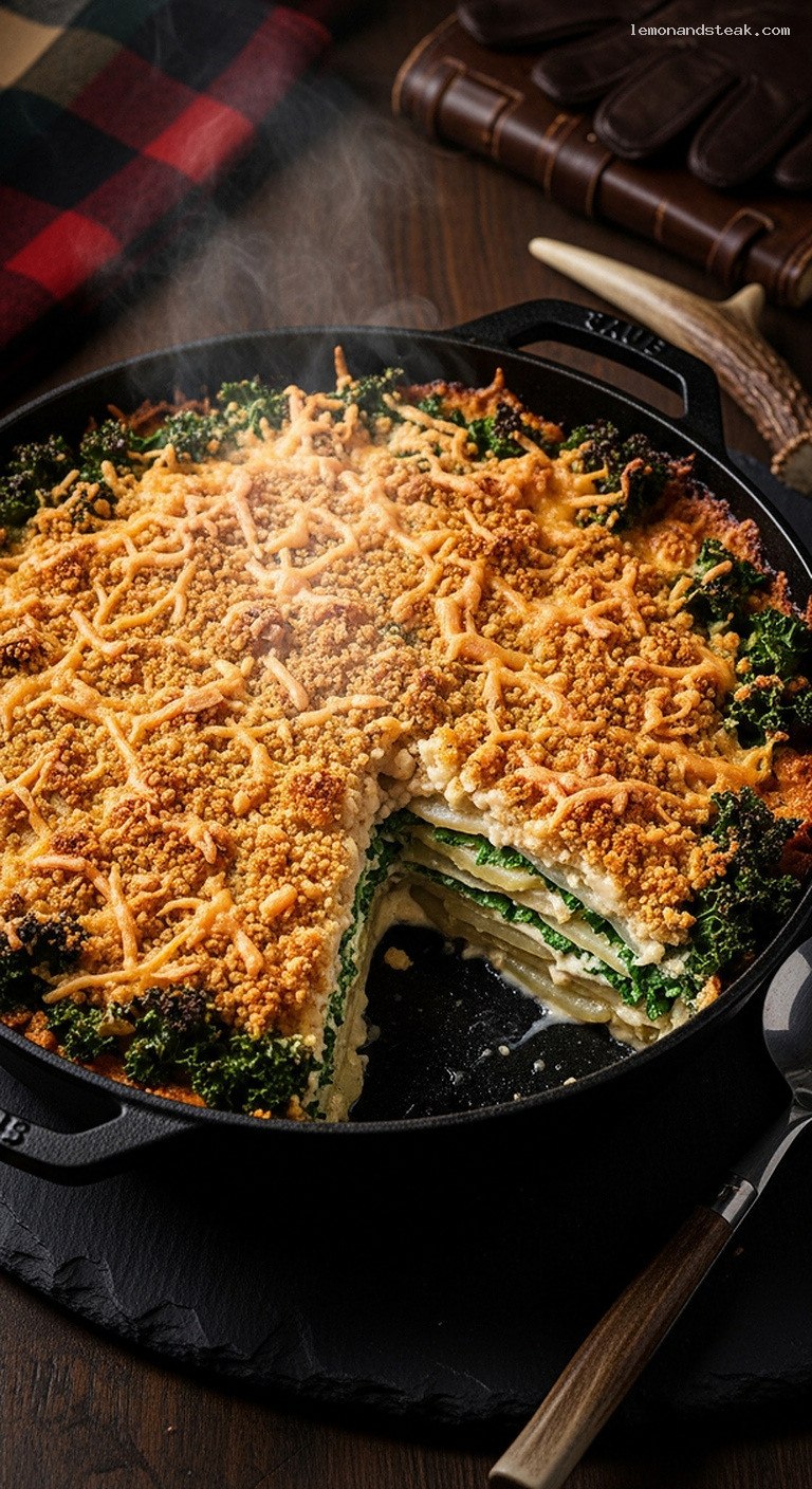 Rustic Potato and Kale Bake with Sharp Cheddar