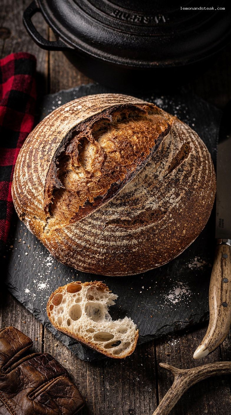 Rustic Sourdough Country Loaf with Chewy Crumb and Crisp Crust