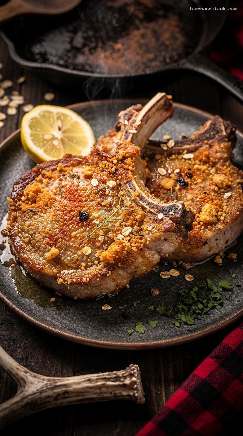 Savory Baked Pork Chops with Crunchy Oatmeal Crust