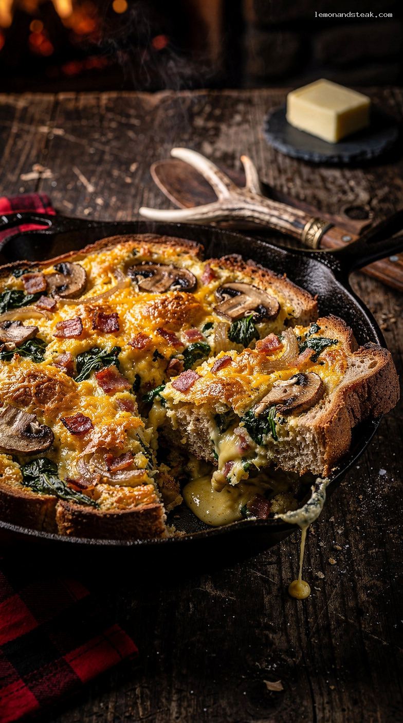 Savory Breakfast Strata With Bread, Eggs, Cheese, and Veggies