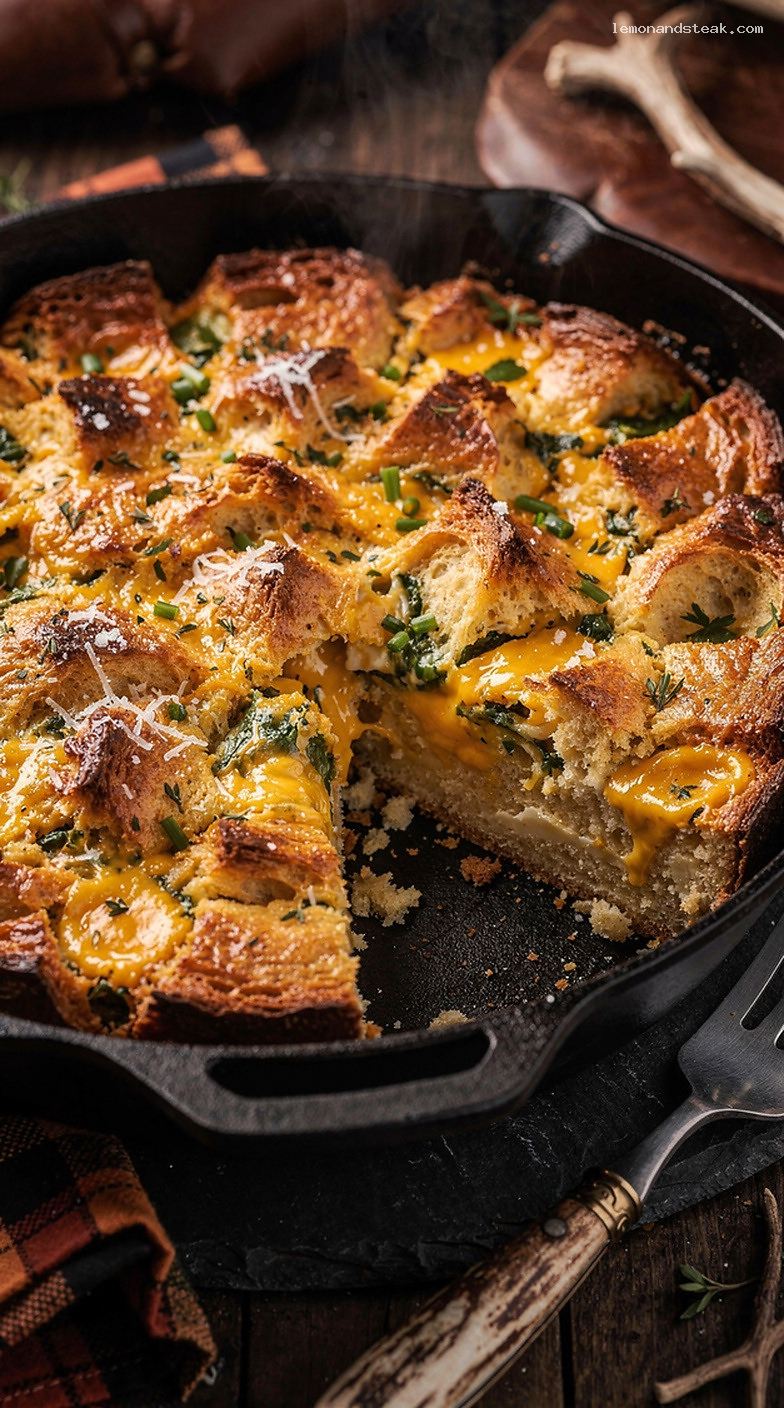 Savory Cheesy Herb Egg Bread Pudding Casserole