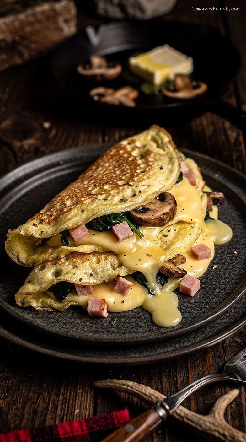 Savory Egg Crêpes with Cheese, Veggies, or Ham