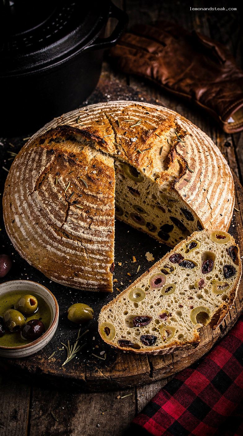 Savory Mediterranean Olive Bread Loaf with Olive Oil