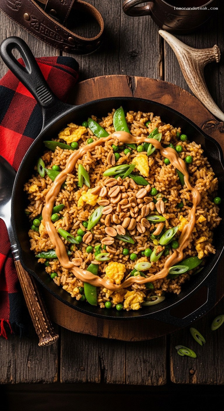 Savory Peanut Butter Fried Rice with Eggs and Scallions