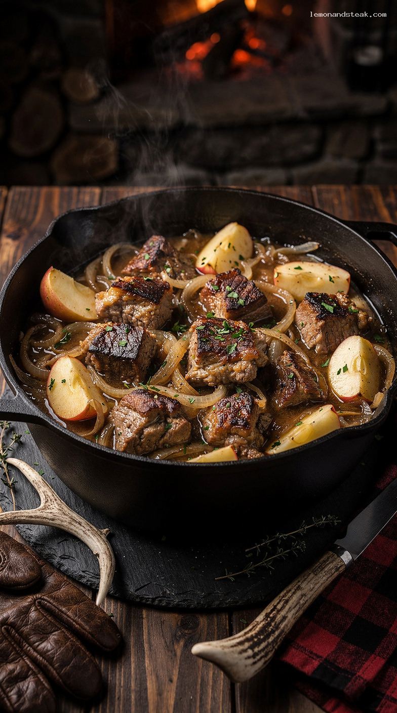 Savory Pork and Apple Stew with Herbs and Onions