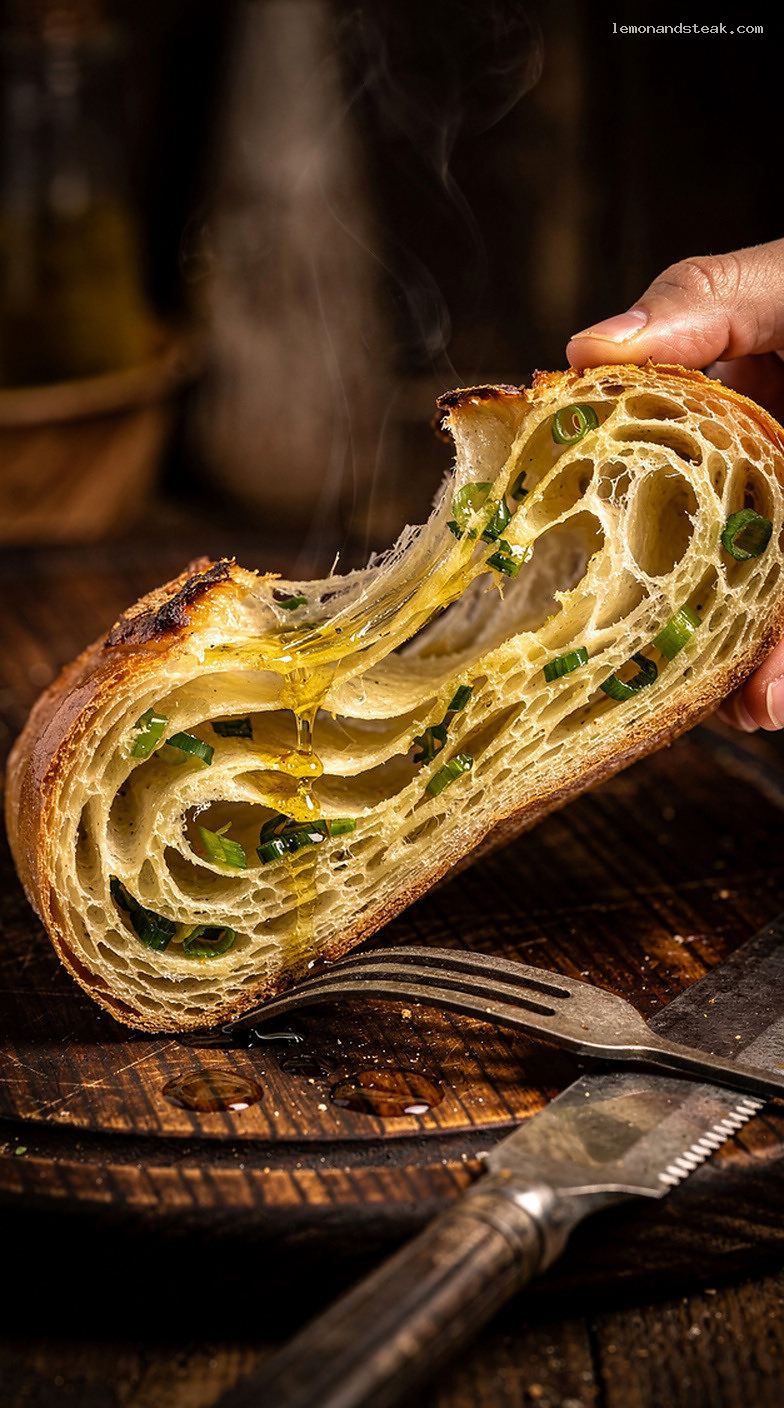 Savory Scallion Oil Bread With Soft Crumb – Closeup