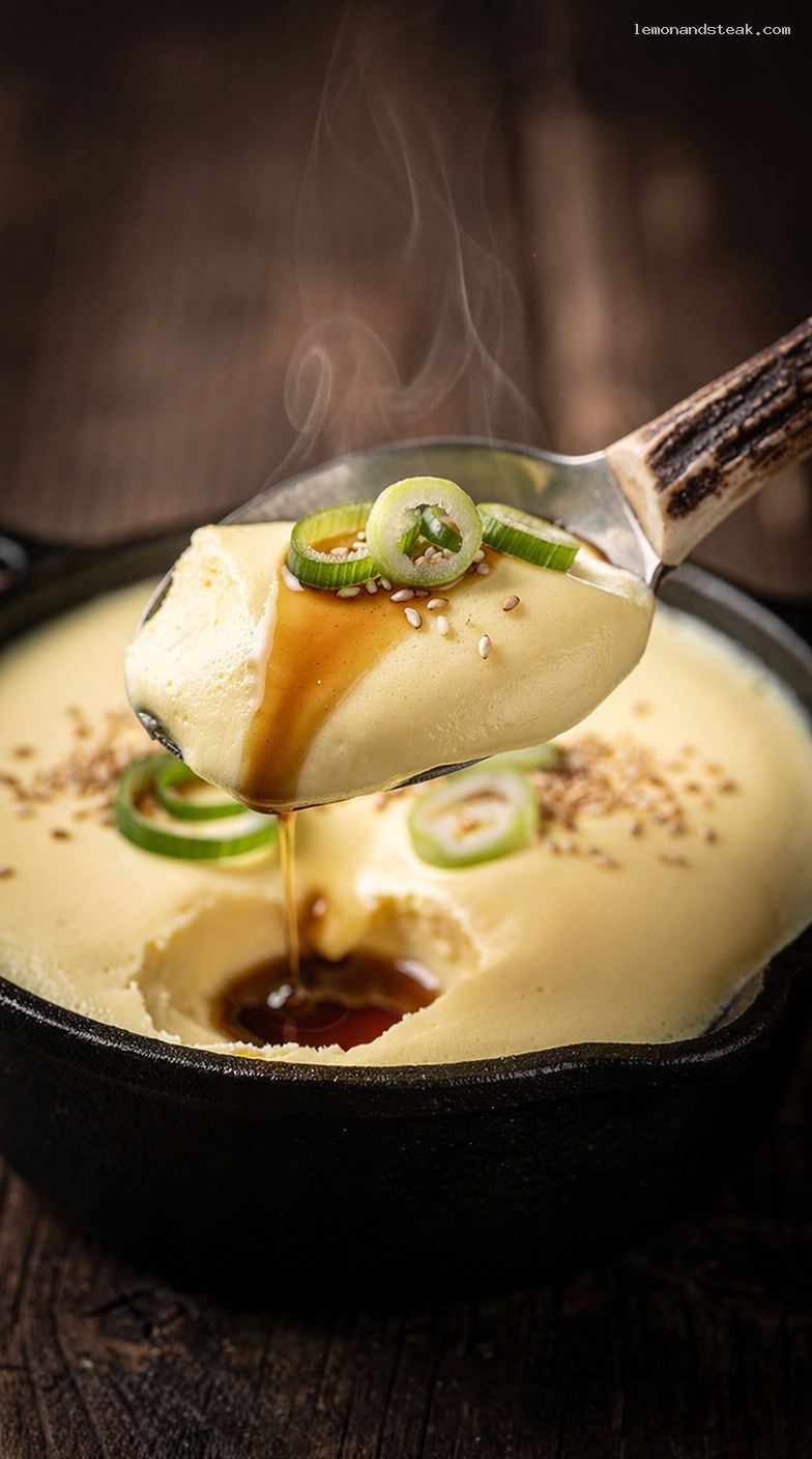 Silky Savory Steamed Egg Custard Recipe – Closeup