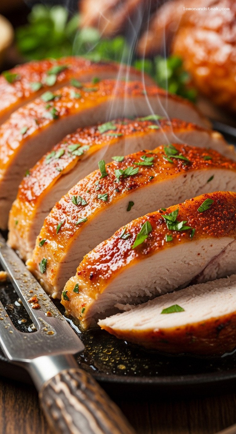 Simple Garlic Paprika Butter Roast Turkey – Closeup