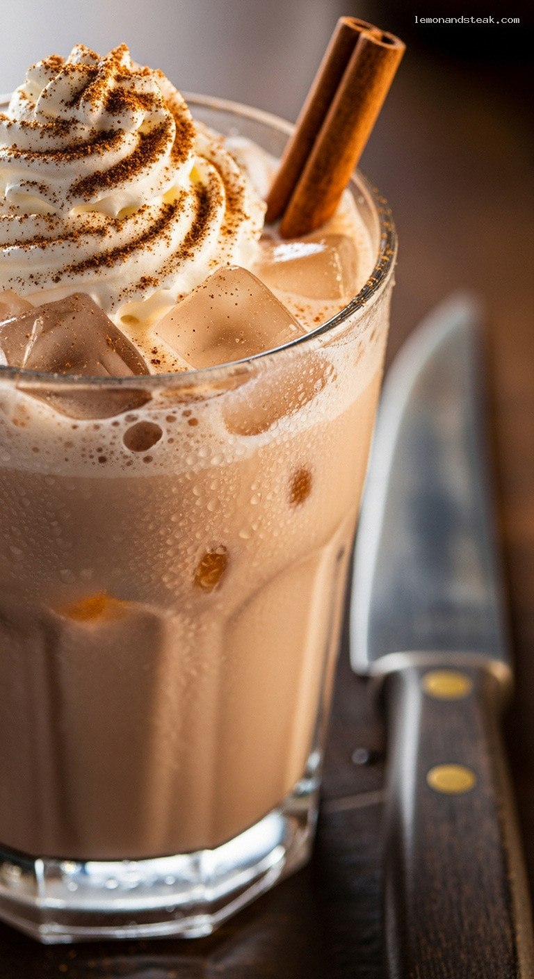 Simple Iced Cinnamon Cocoa Milk – Closeup
