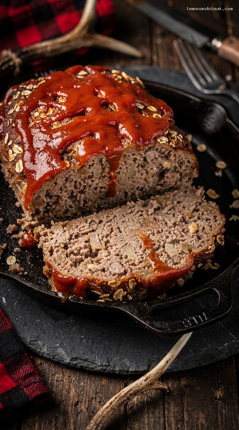 Simple Oven-Baked Beef and Oat Meatloaf With Tomato Glaze