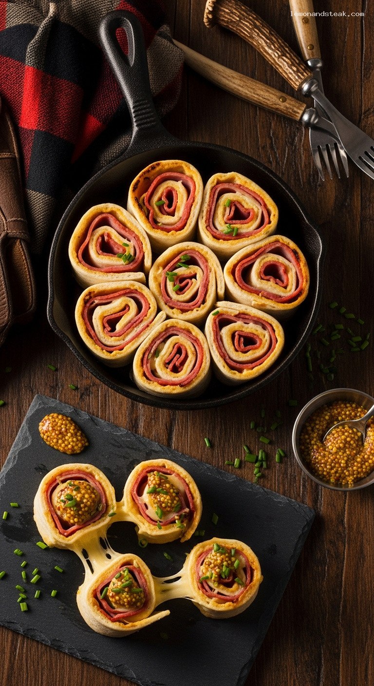 Skillet Ham and Cheese Roll-Ups with Mustard