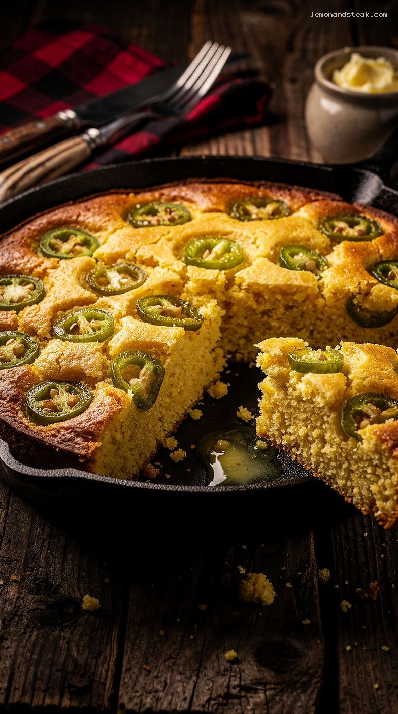 Skillet Jalapeño Cornbread with Crisp Butter Edges