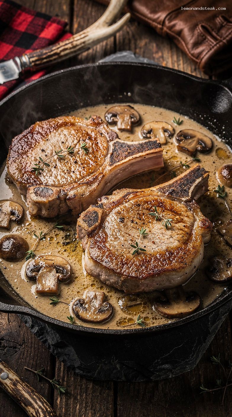 Skillet Pork Chops with Mushrooms and Cream Sherry