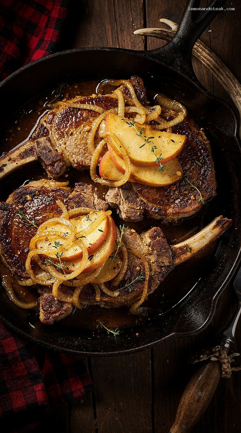 Skillet Pork Chops With Sautéed Apples and Onions