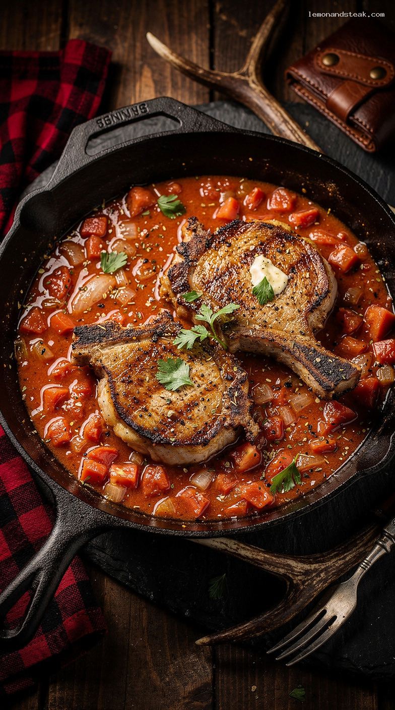 Skillet Pork Chops With Tomatoes, Garlic, and Italian Seasoning