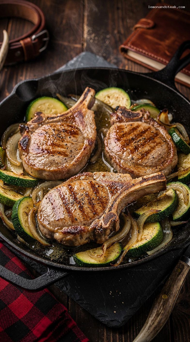 Skillet Pork Chops with Zucchini and Onions
