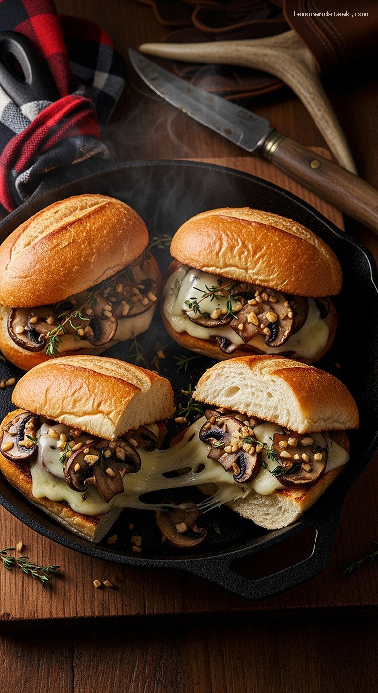 Skillet-Toasted Garlic Mushroom and Cheese Mini Sandwiches