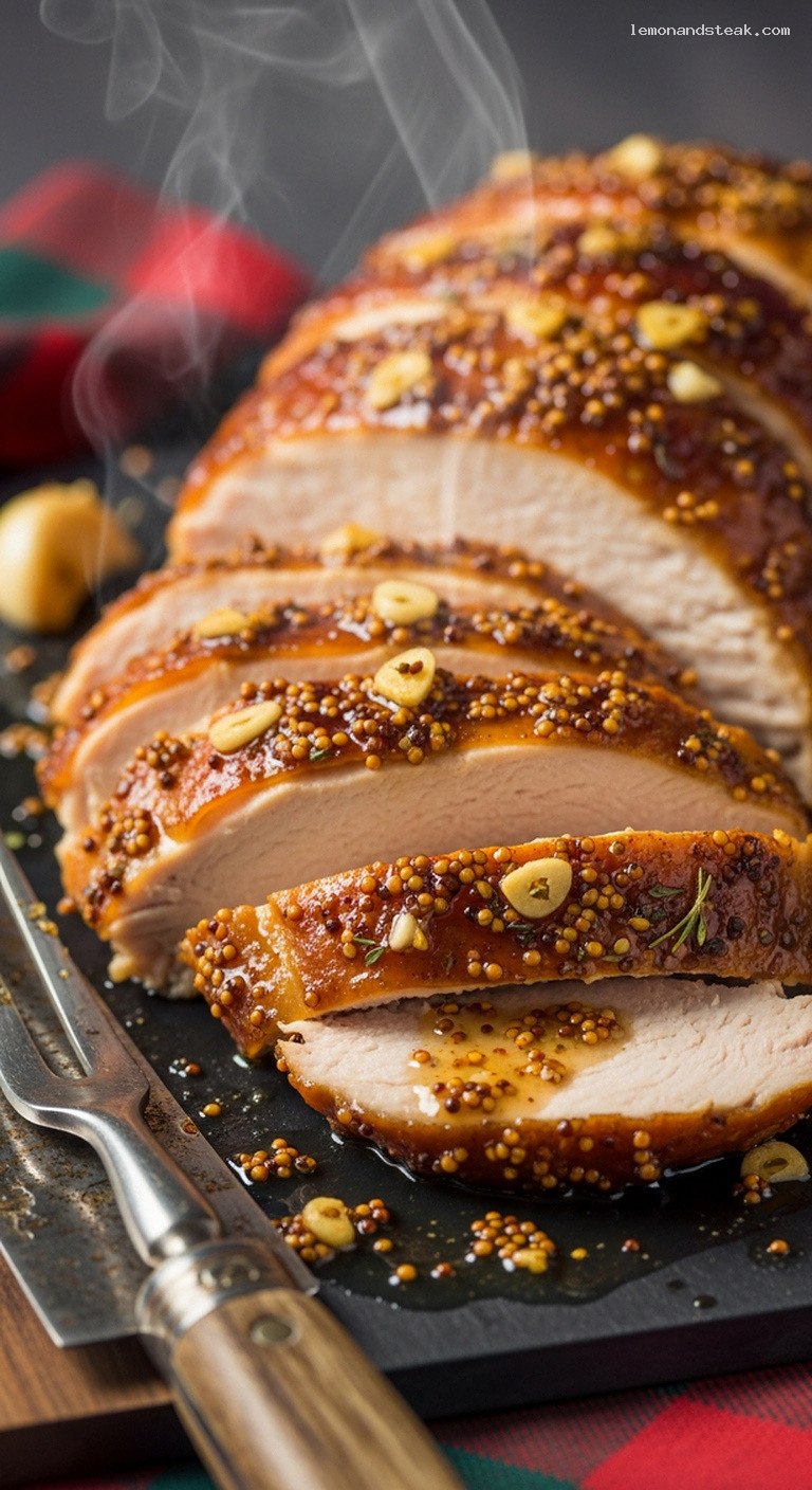 Slow-Baked Honey-Mustard Glazed Whole Turkey – Closeup