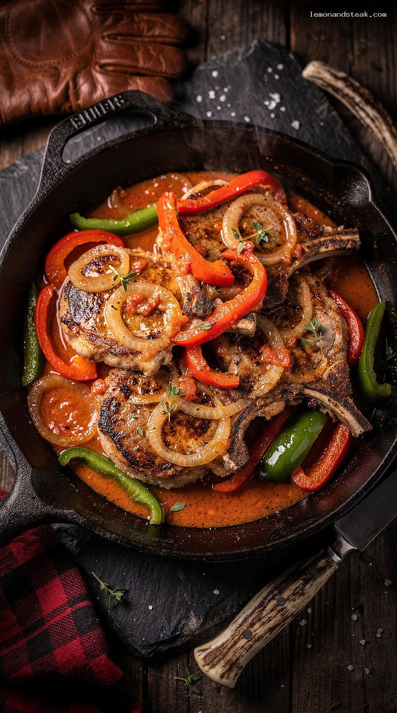 Slow-Baked Pork Chops With Peppers, Onions, and Tomato Gravy