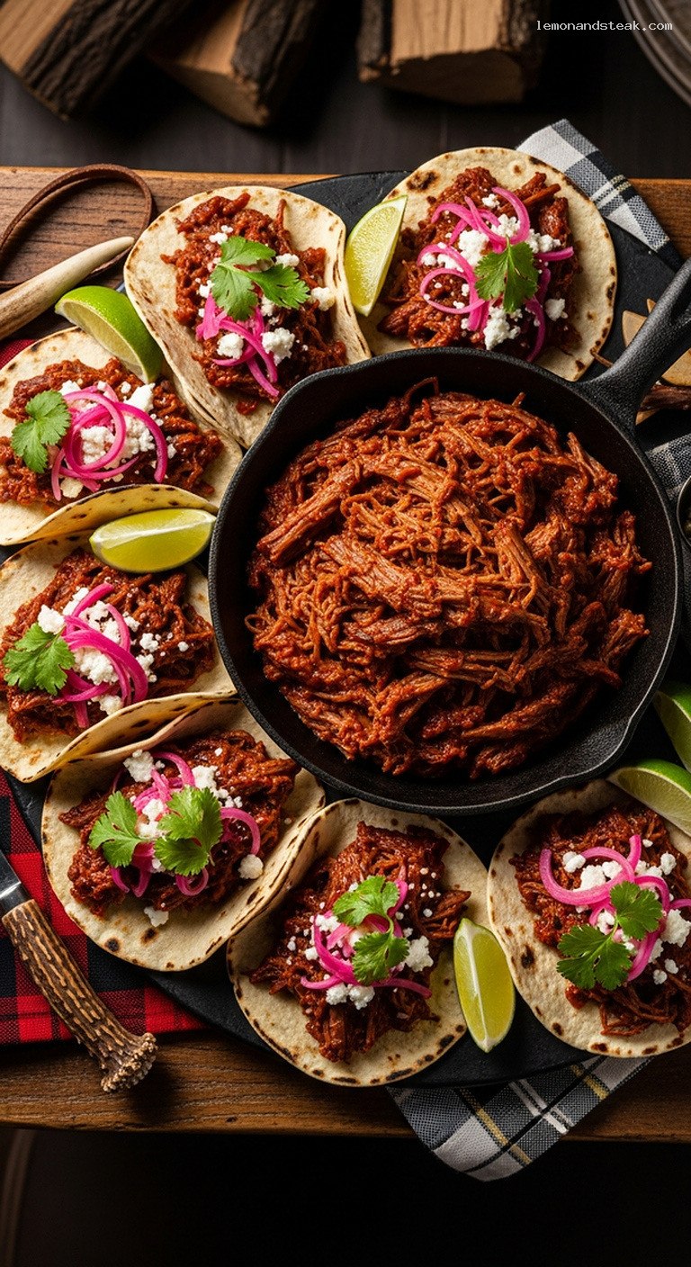 Slow-Braised Ancho Beef Tacos with Pickled Onions