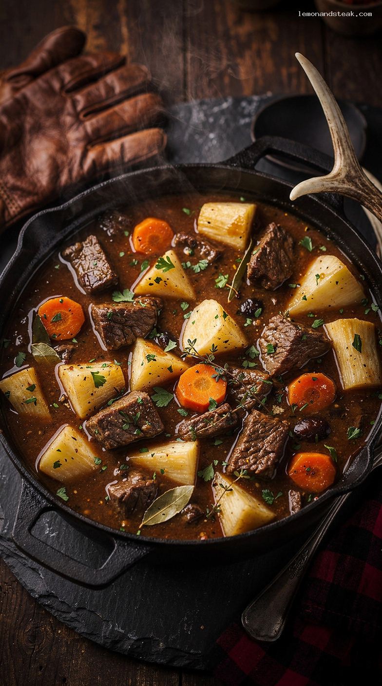 Slow-Cooked Beef and Parsnip Root Vegetable Stew