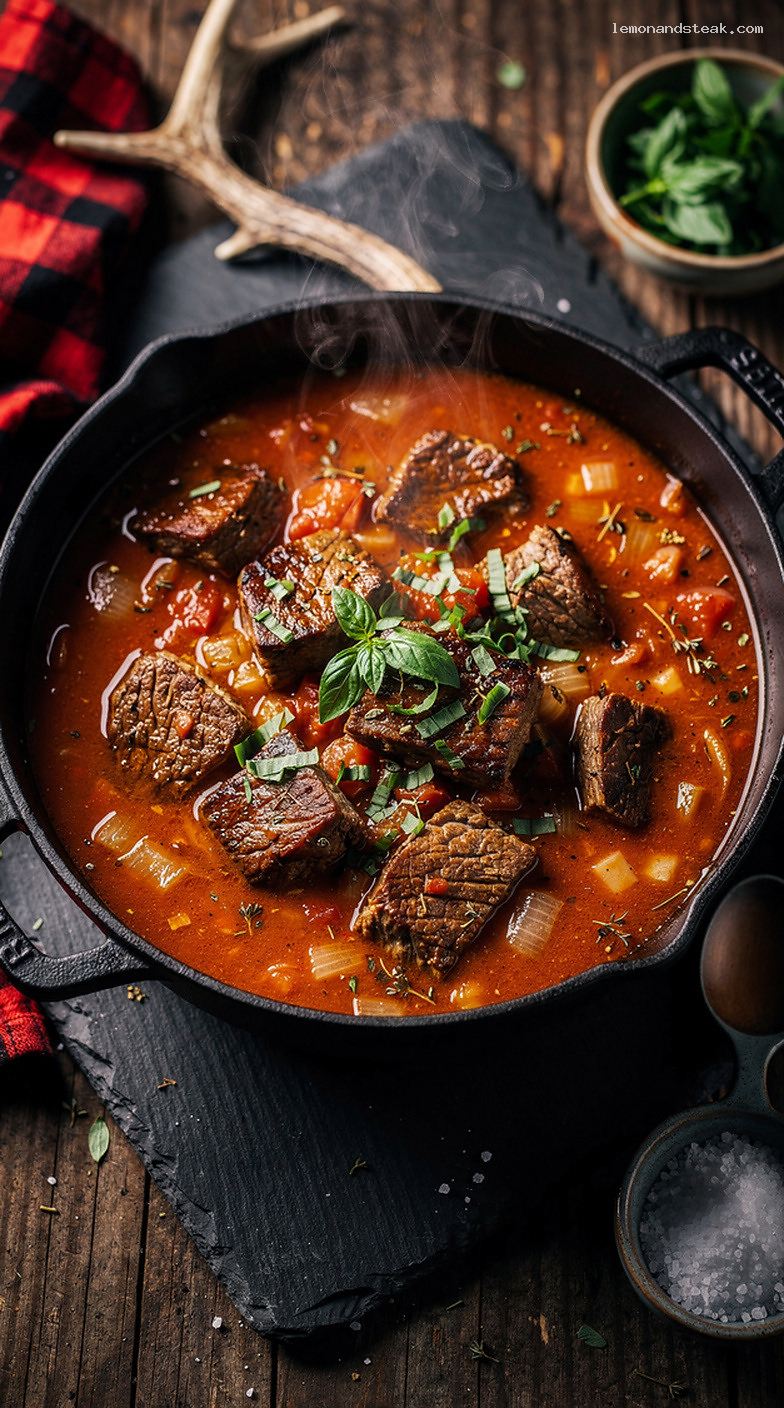 Slow-Cooked Beef and Tomato Basil Stew