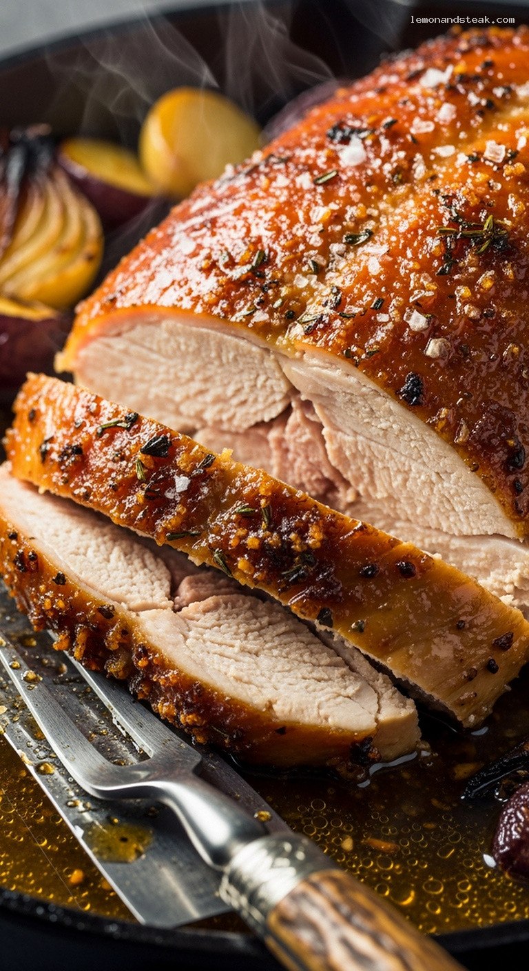 Slow-Roasted Turkey with Brown Sugar Onion Butter – Closeup