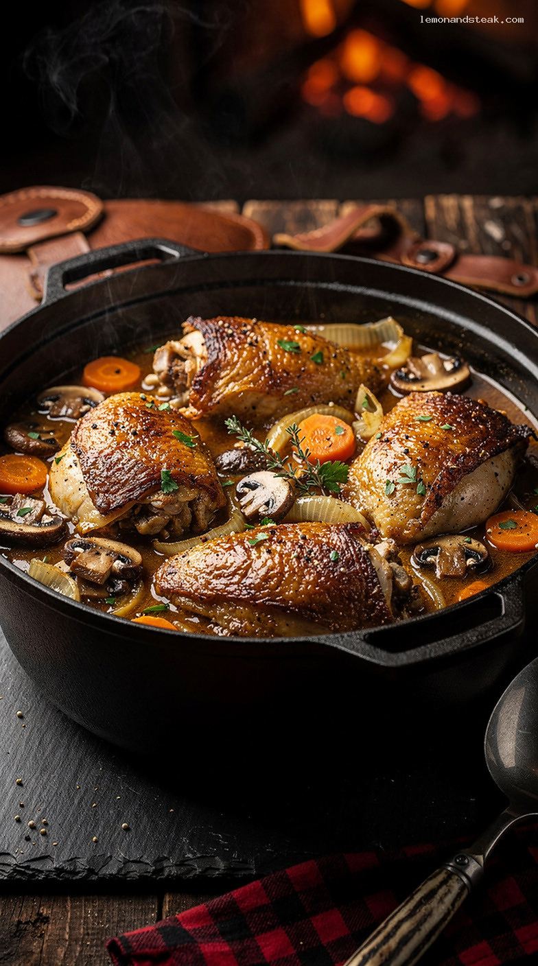 Slow-Simmered Chicken and Mushroom Stew with Herbs