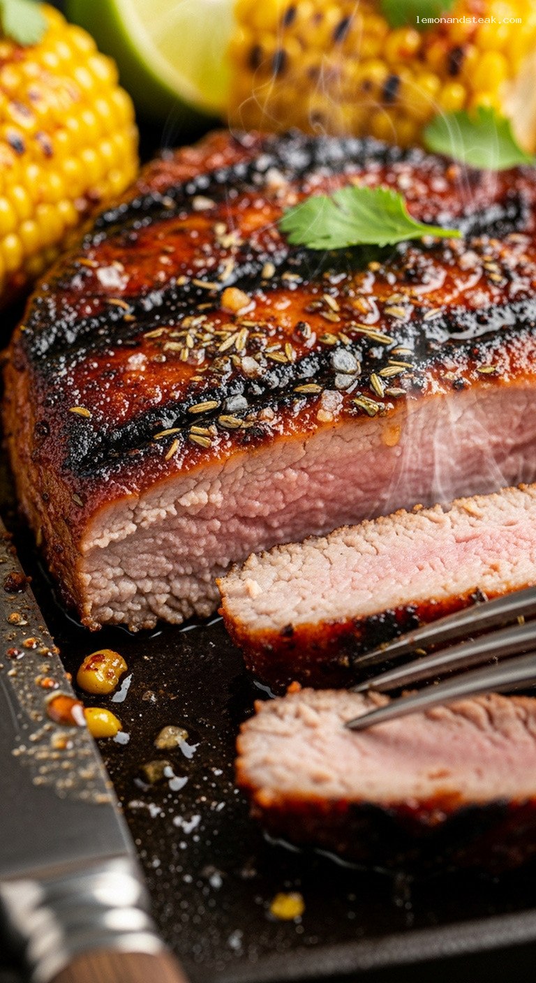 Smoky Ancho-Lime Grilled Pork Chops – Closeup