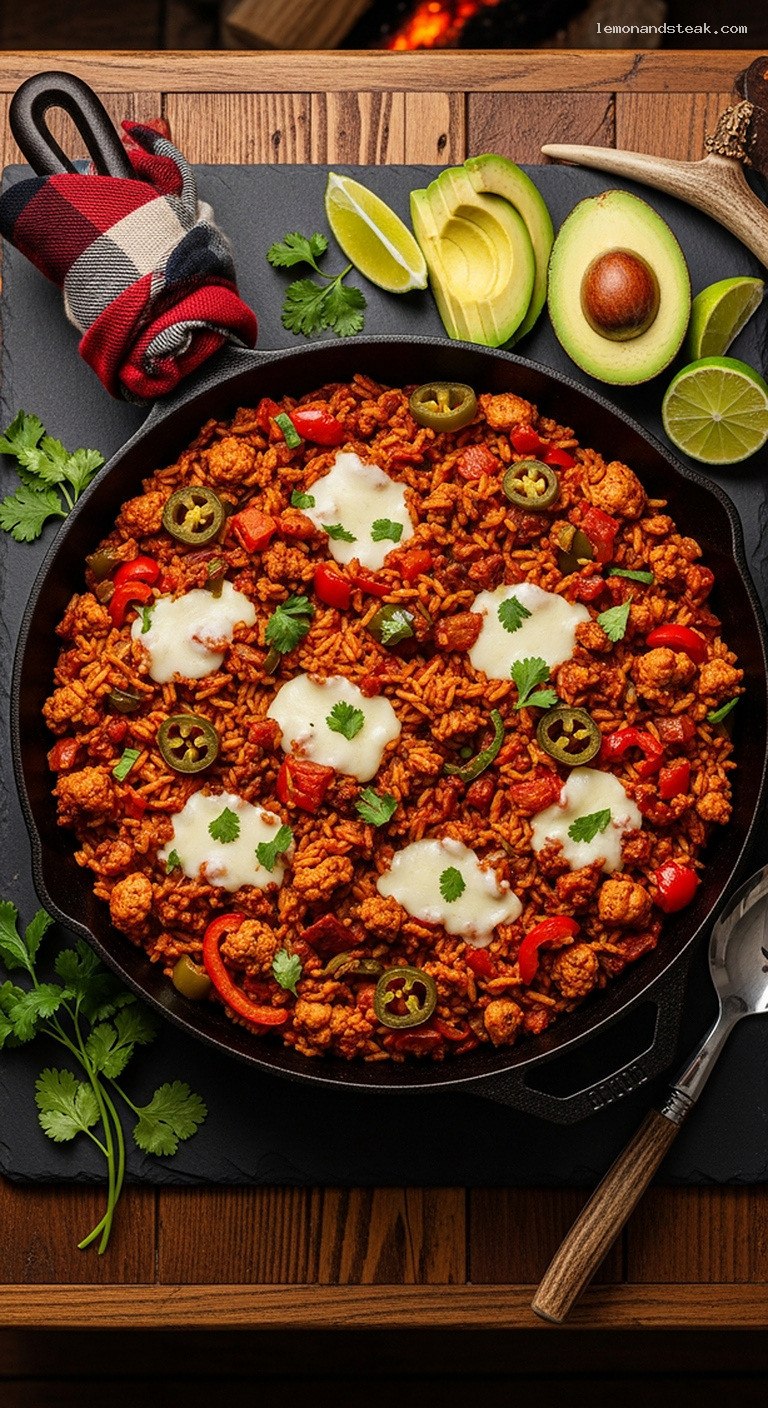 Smoky Ancho Turkey and Rice Skillet