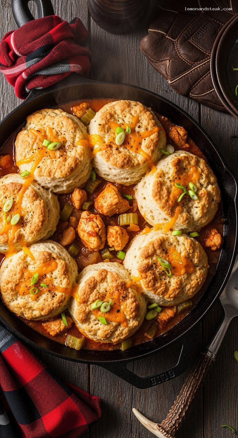 Smoky Cajun Chicken and Cheddar Biscuit Bake