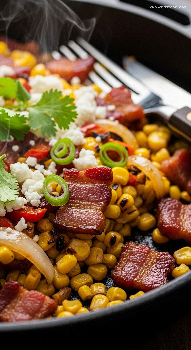 Smoky Chipotle Bacon Corn Skillet – Closeup