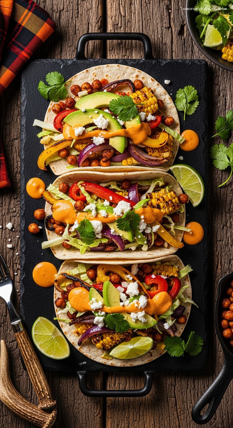 Smoky Chipotle Roasted Chickpea and Veggie Tacos