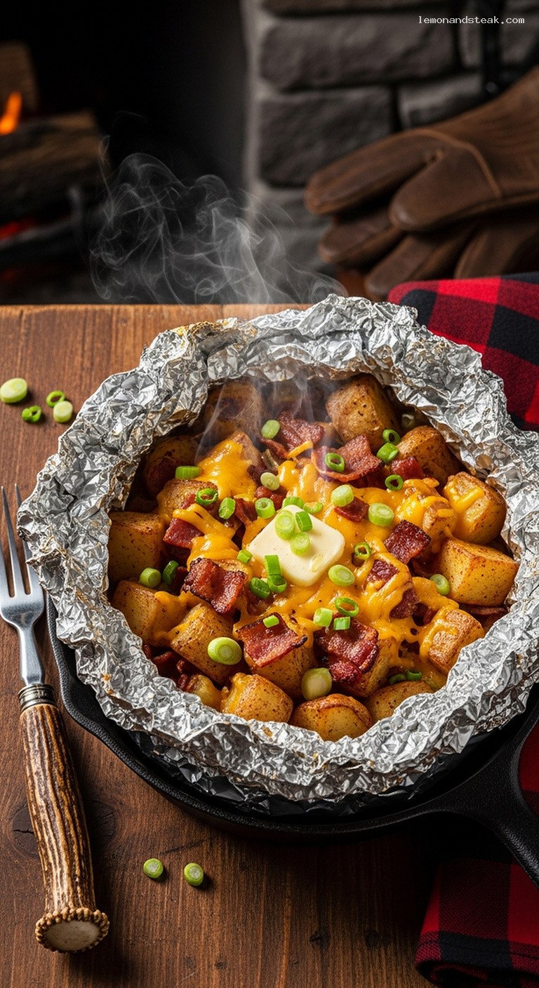 Smoky Foil-Pack Loaded Cheddar Bacon Potatoes