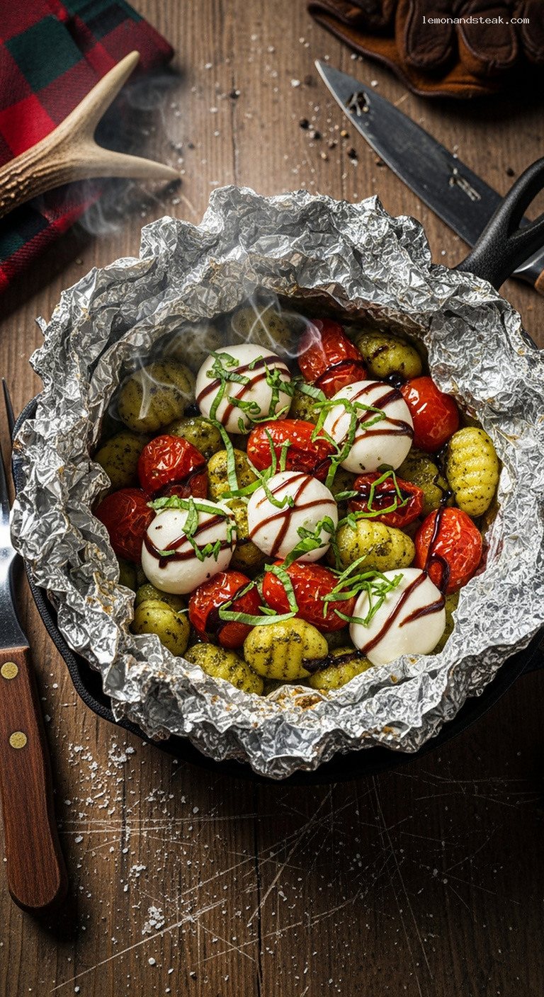 Smoky Foil-Packet Pesto Gnocchi With Tomatoes and Mozzarella