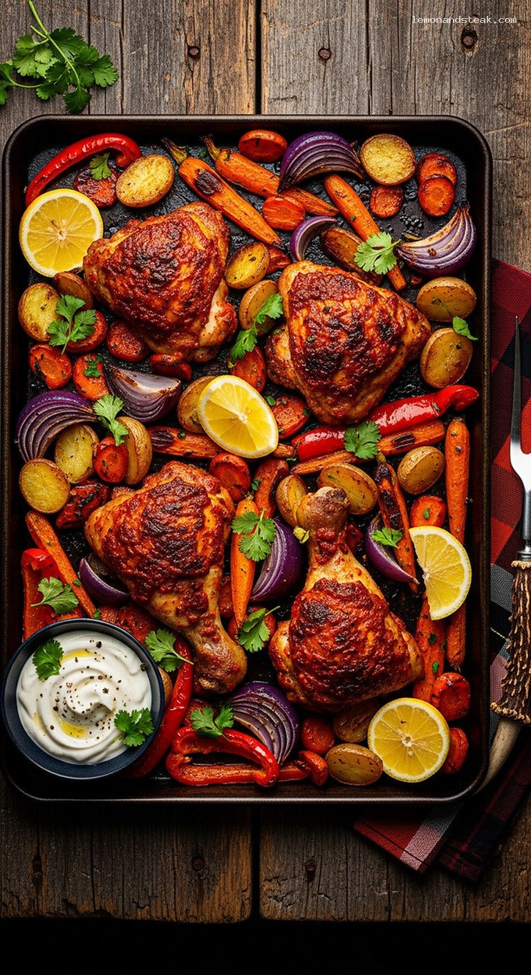 Smoky Harissa Sheet Pan Chicken and Vegetables